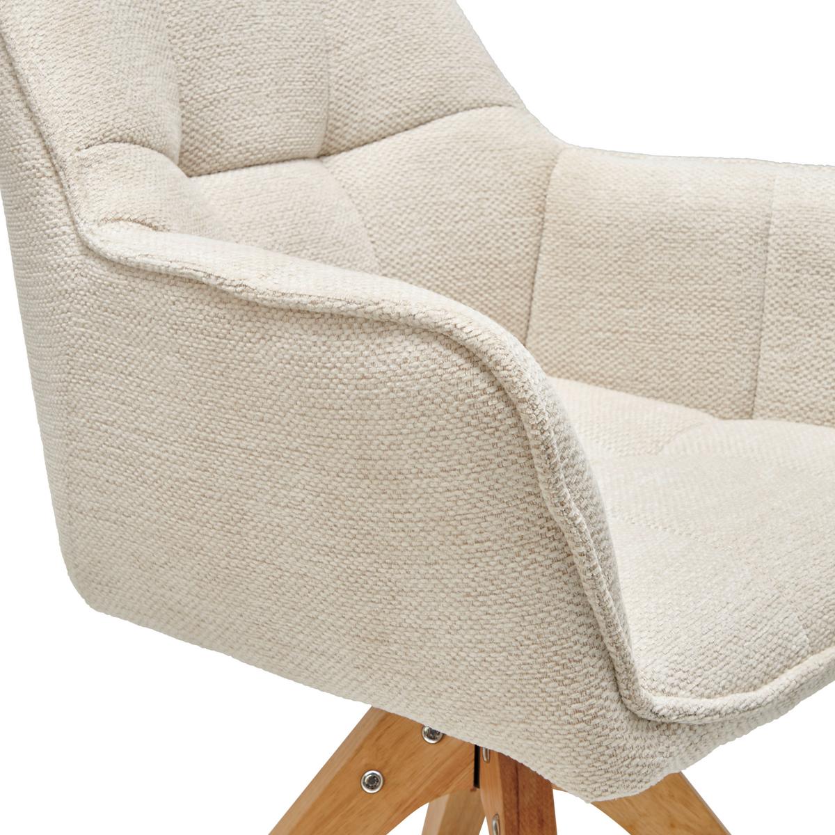 KRZESŁO Z PODŁOKIETNIKAMI KERRY - beżowy/kolor dębowy, Lifestyle, drewno/tkanina (61/85/63cm) - MID.YOU
