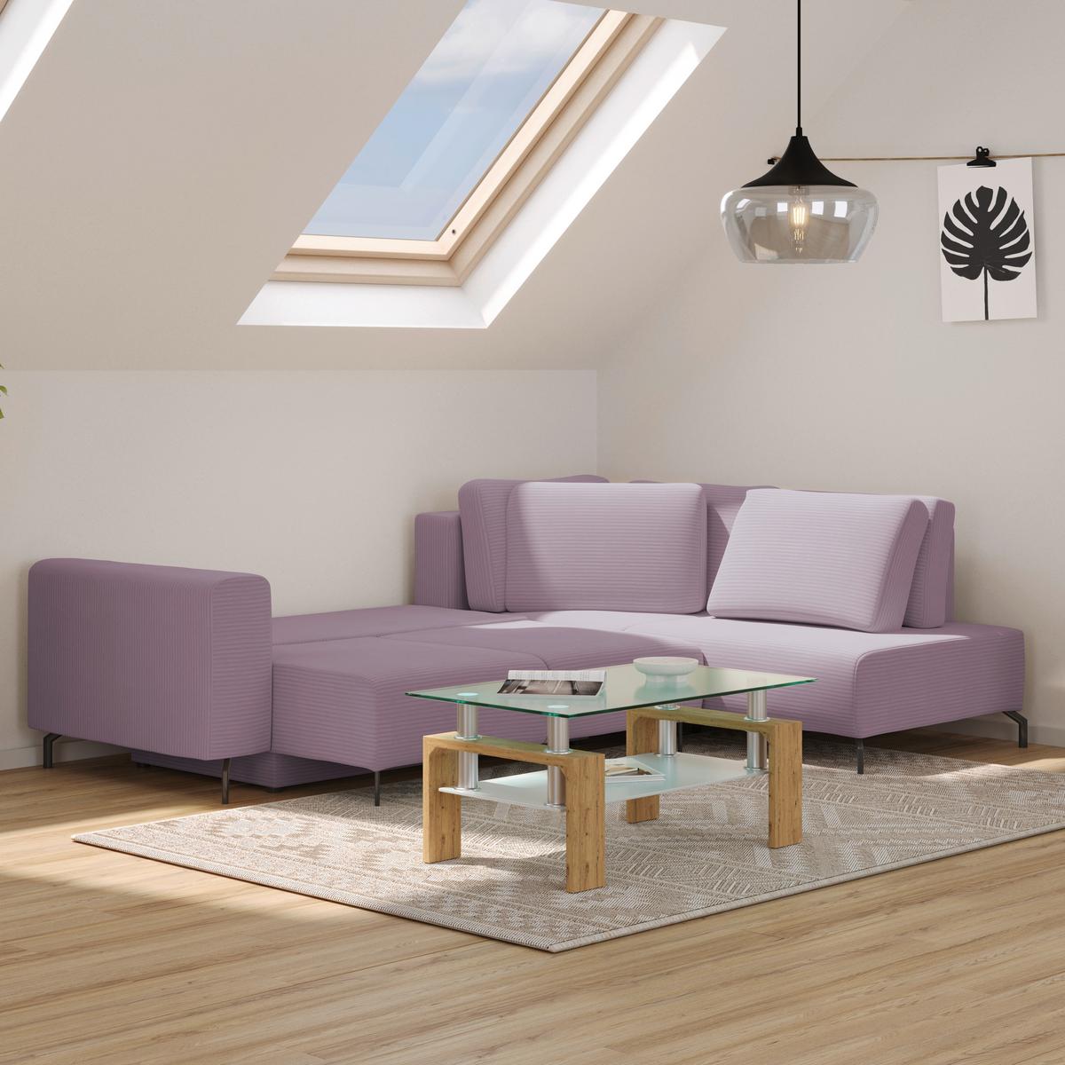 Colțar VENI - lila, Modern, textil (272/210cm) - Modern Living