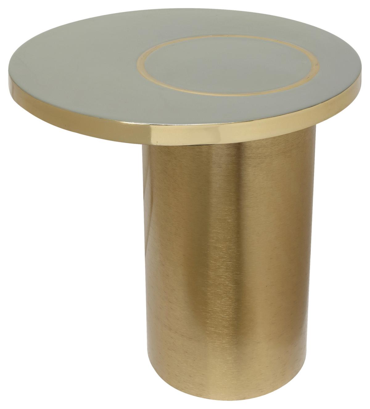 BEISTELLTISCH ART DECO 2325 - Schlammfarben/Goldfarben, Design, Metall (51/50cm) - Kayoom