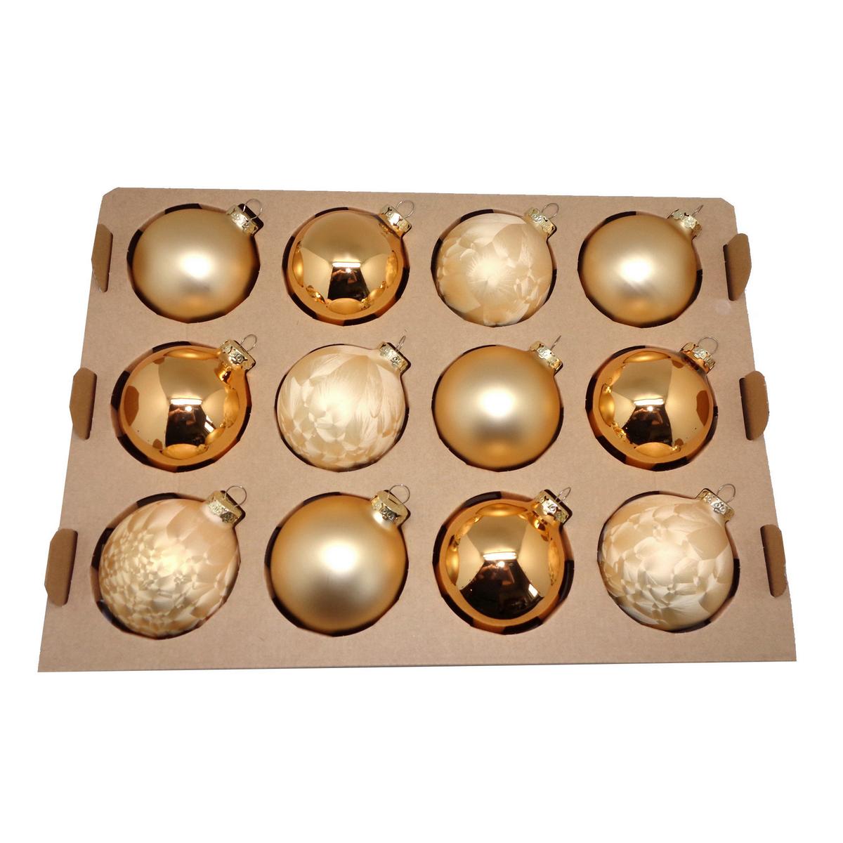 ZESTAW BOMBEK CHOINKOWYCH 812-2039-900 - kolor złoty, Basics, szkło (8cm) - X-Mas
