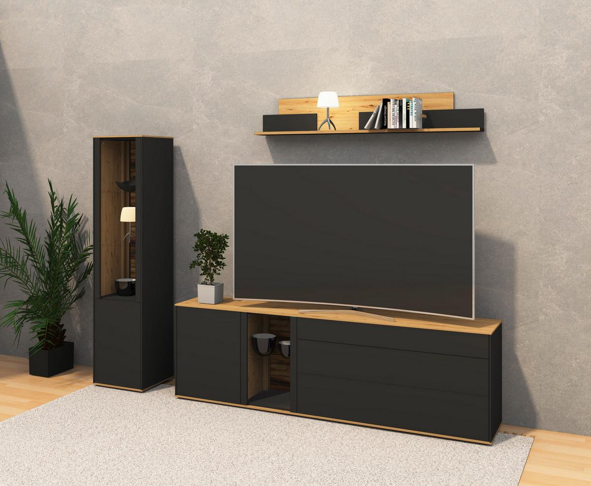 Comodă înaltă COMO - stejar Artisan/antracit, Modern, material pe bază de lemn (101/147/42cm) - Premium Living