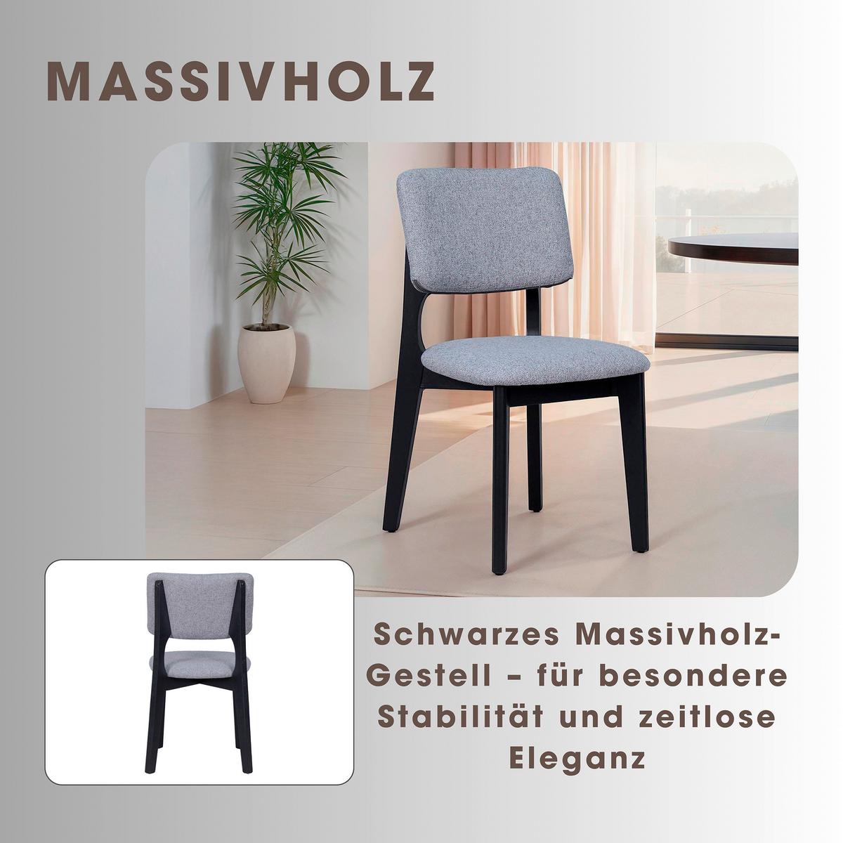 STUHL-SET ELSA - Schwarz/Grau, MODERN, Holz/Textil (48/87/54cm) - MID.YOU