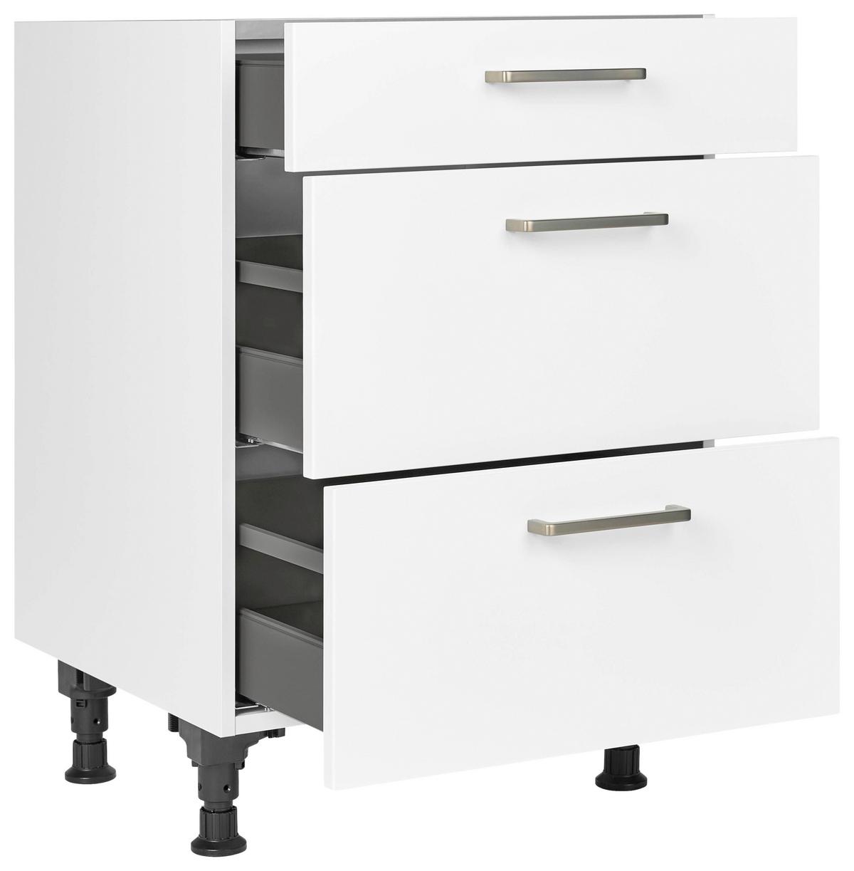 Schubkastenunterschrank Touch Weiß - Edelstahlfarben/Weiß, MODERN, Holzwerkstoff/Metall (60/87/56cm) - Nobilia