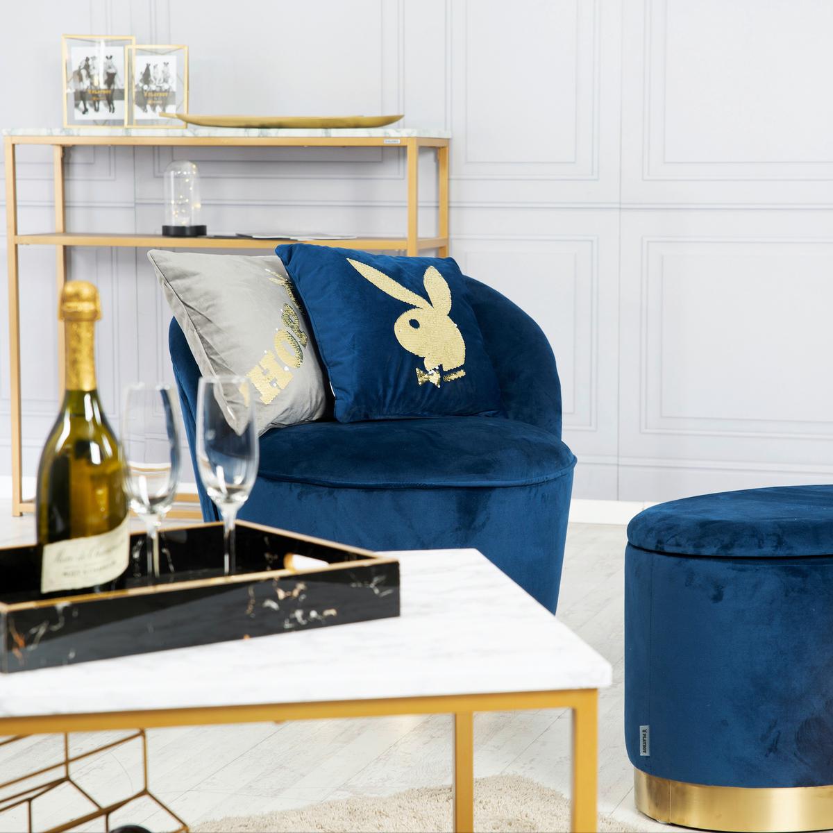 PLAYBOY Polstersessel Stella Samtbezug Blau - Blau, KONVENTIONELL, Textil (67/70/71cm) - Playboy