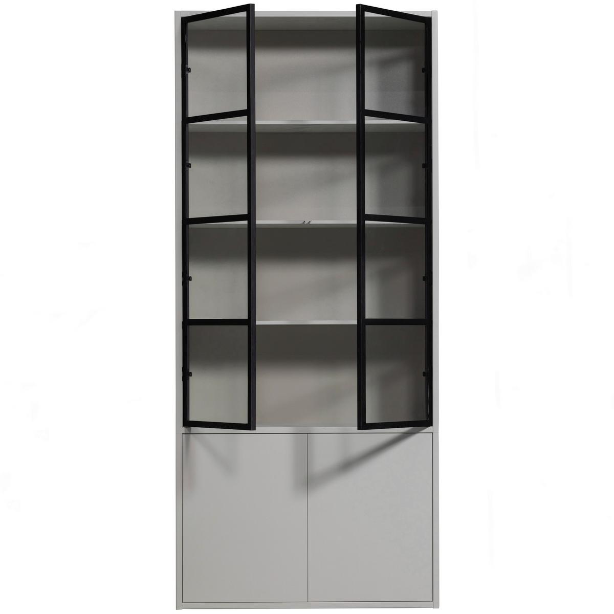 Vitrine Basic Grau - Schwarz/Grau, Design, Glas/Holz (101/230/40cm) - Livetastic