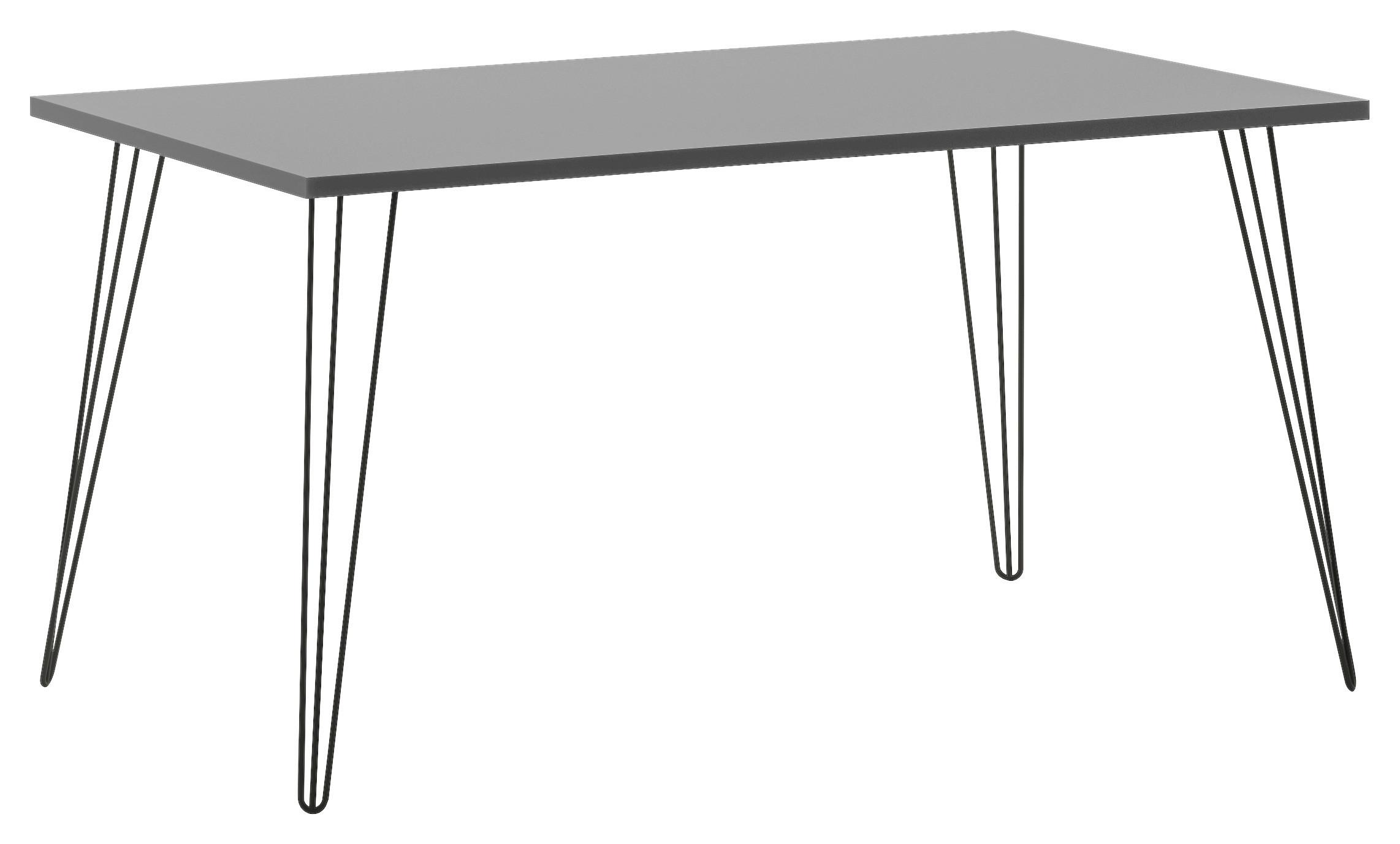 Schreibtisch Fynn Platingrau - Platinfarben/Schwarz, Design, Holzwerkstoff/Metall (140/80/74cm) - MID.YOU