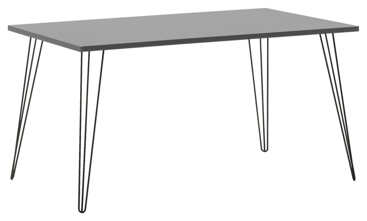 Schreibtisch Fynn Platingrau - Platinfarben/Schwarz, Design, Holzwerkstoff/Metall (140/80/74cm) - MID.YOU