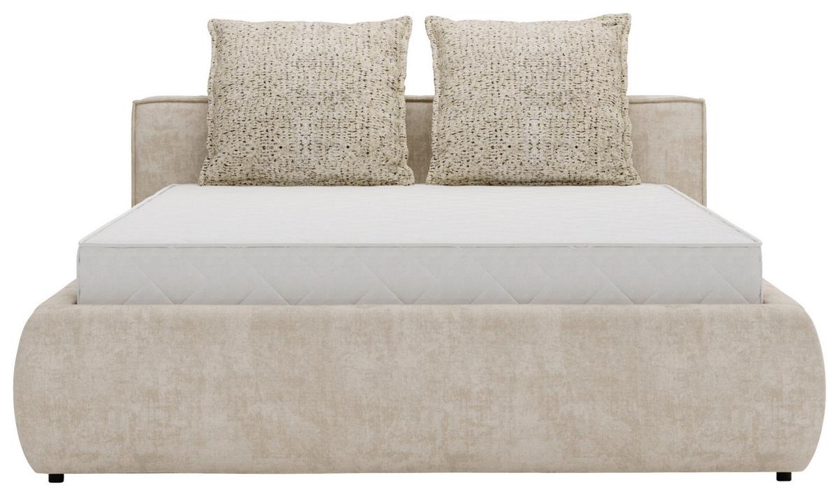 Polsterbett Olive Sandfarben ca. 160x200cm - Sandfarben/Schwarz, KONVENTIONELL, Holzwerkstoff/Kunststoff (160/200cm) - Mömax