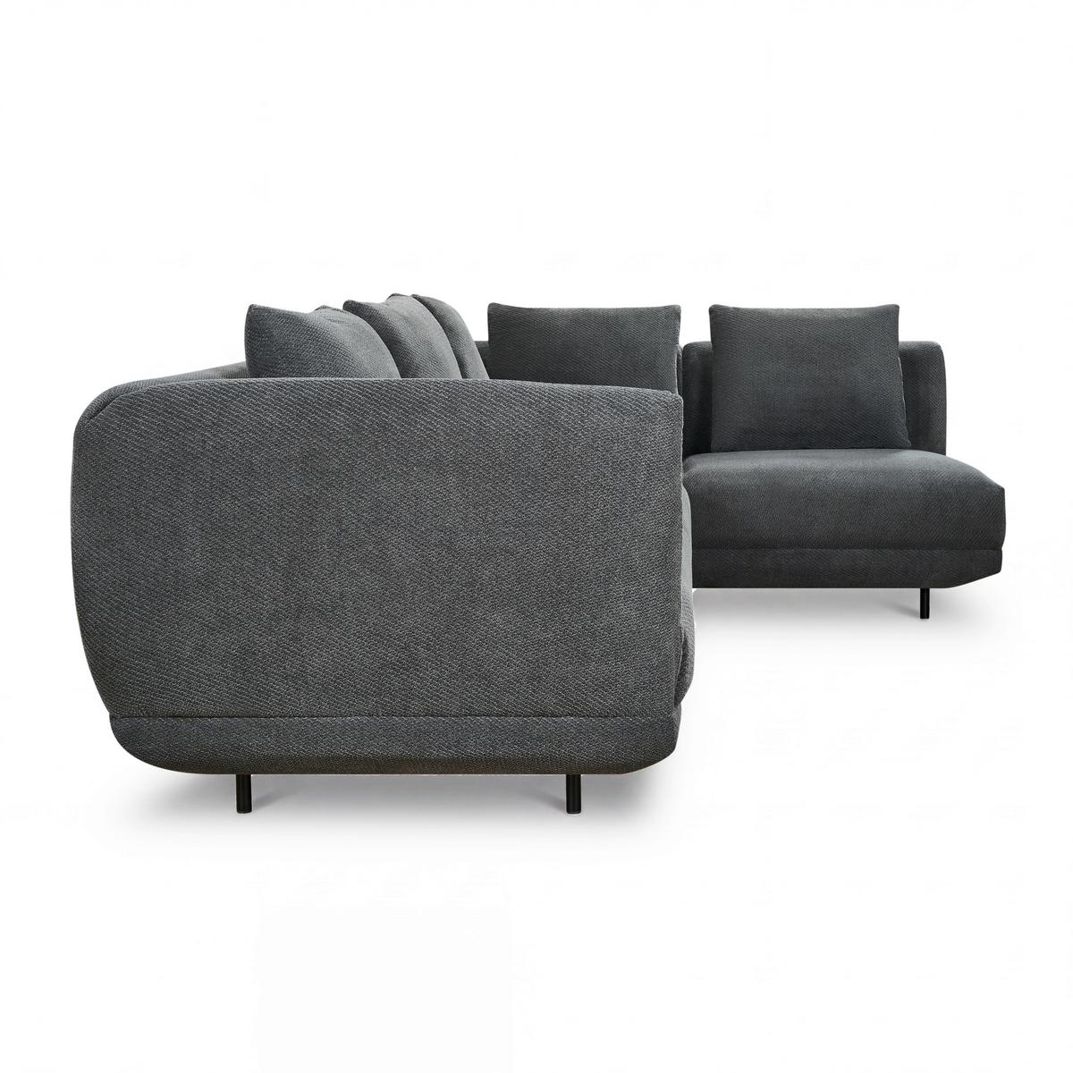 Wohnlandschaft Celina Dunkelgrau Webstoff - Dunkelgrau/Schwarz, MODERN, Holz/Textil (278/180cm) - Bessagi Home