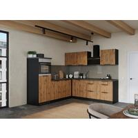 Eckküche Liverpool ca. 240x240cm Graphit/Eiche - Schieferfarben/Eiche Wotan, Basics, Holzwerkstoff/Metall (240/240cm) - Held