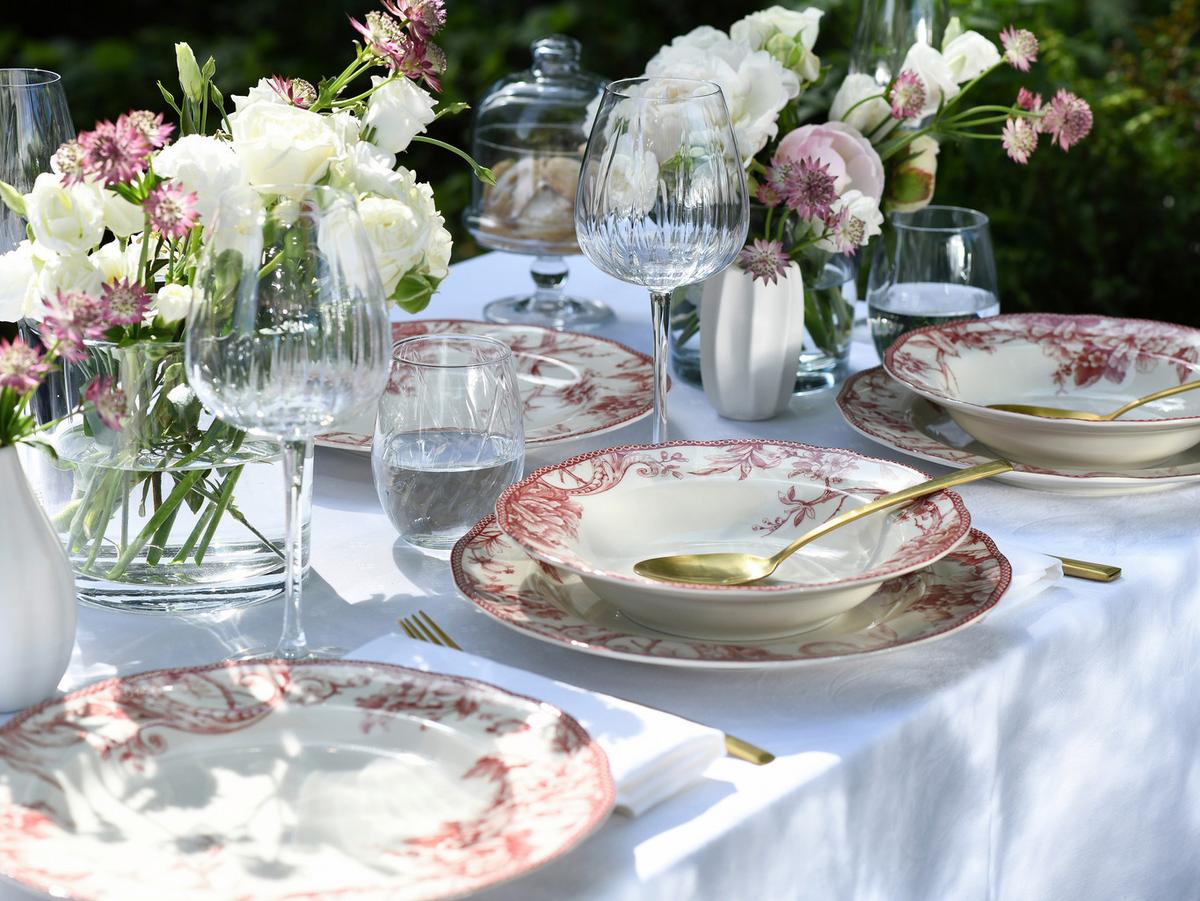 Serviciu de masă Adelaide 20/1 - alb/bordo, Basics, ceramică - Creatable