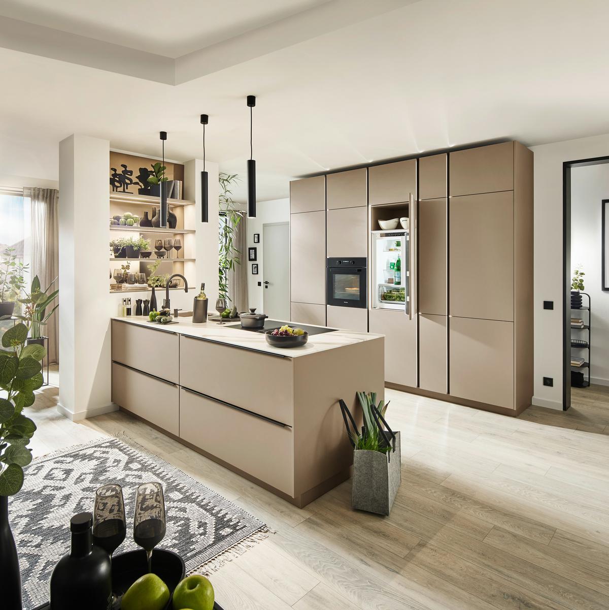 Einbauküche Velluto ohne Geräte, Lava Softmatt - MODERN, Holzwerkstoff (285/268cm) - Nolte Küchen