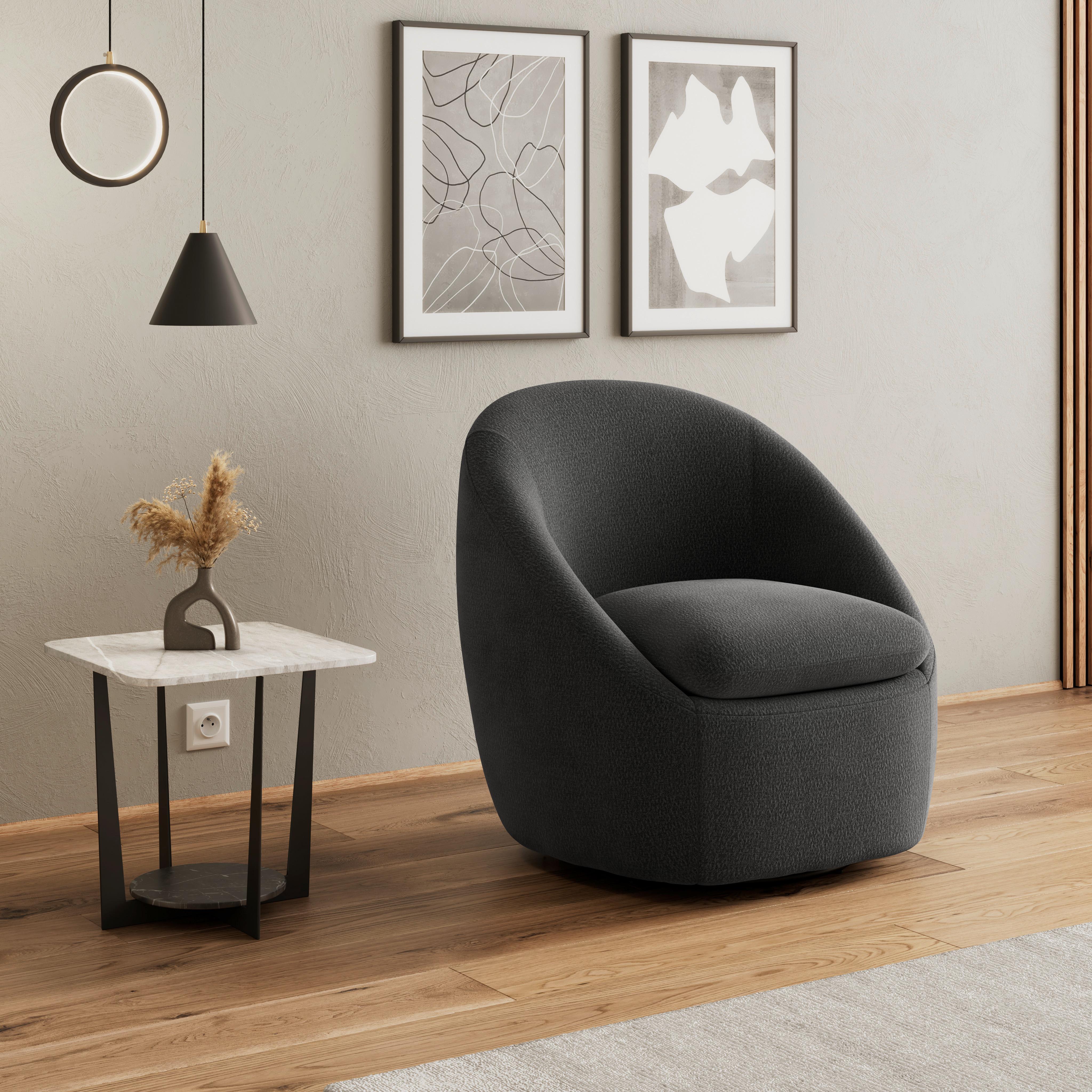 Sessel Dora Chenille Schwarz - Schwarz, MODERN, Holz/Textil (77/74/73cm)