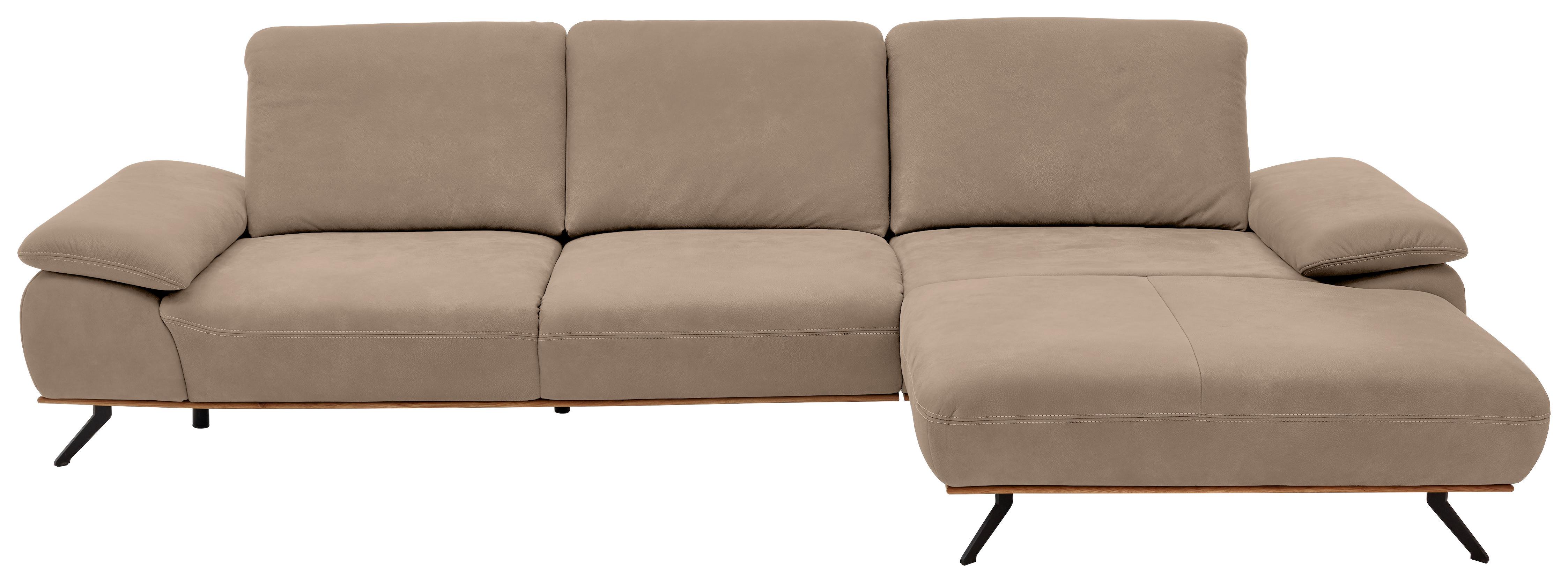 Wohnlandschaft Erling Taupe - Taupe/Beige, MODERN, Leder/Metall (322/89/187cm) - Premium Living