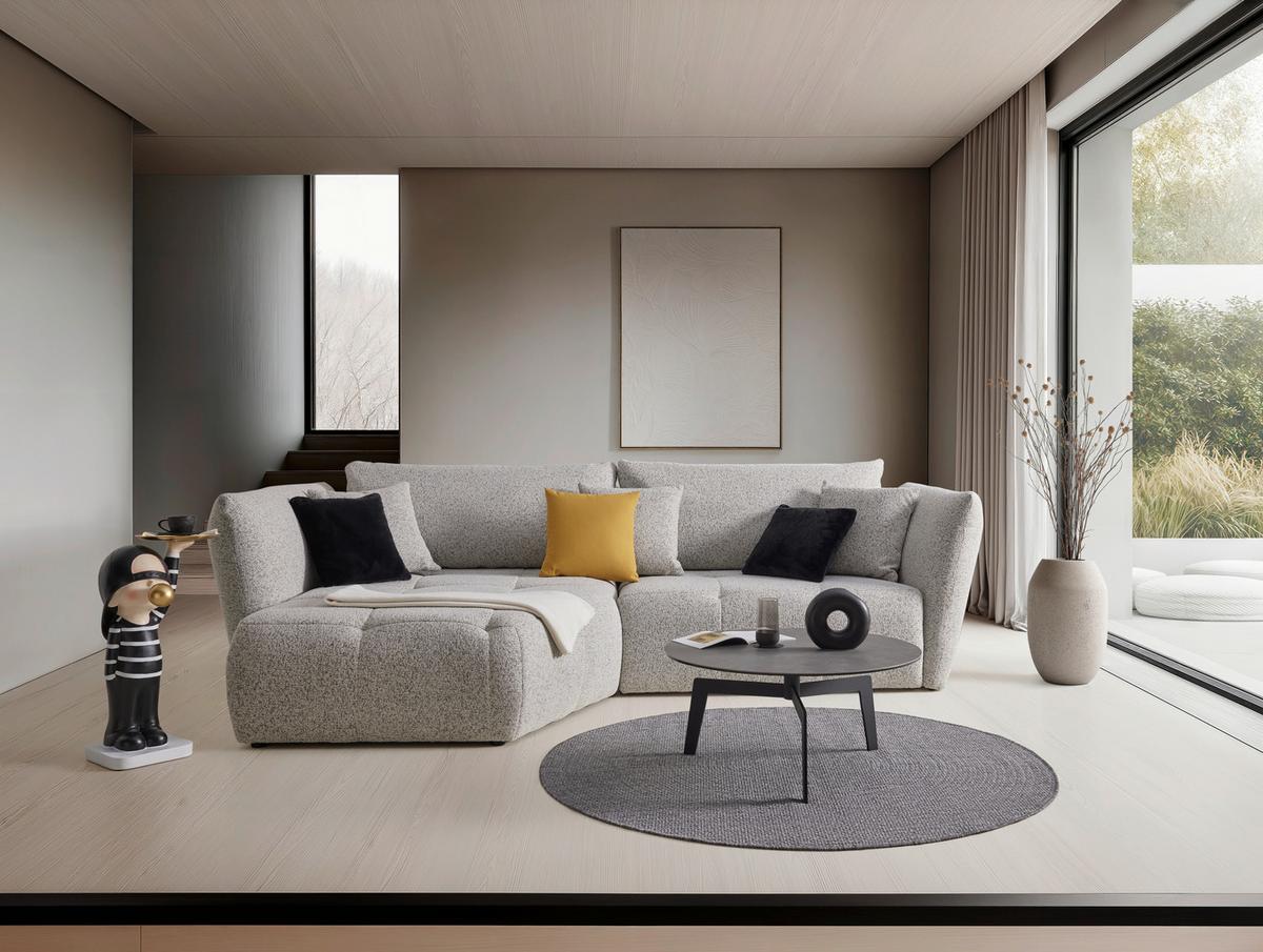 Coltar BONNY - bej/negru, Modern, lemn/textil (193/300cm) - Premium Living