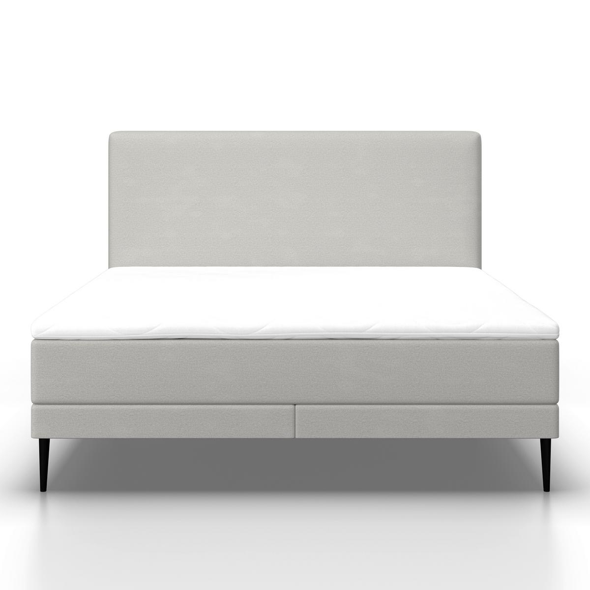 Boxbett Nevada ca. 180x200 cm Hellgrau mit Topper - Hellgrau/Schwarz, Modern, Holz/Textil (180/200cm) - Bessagi
