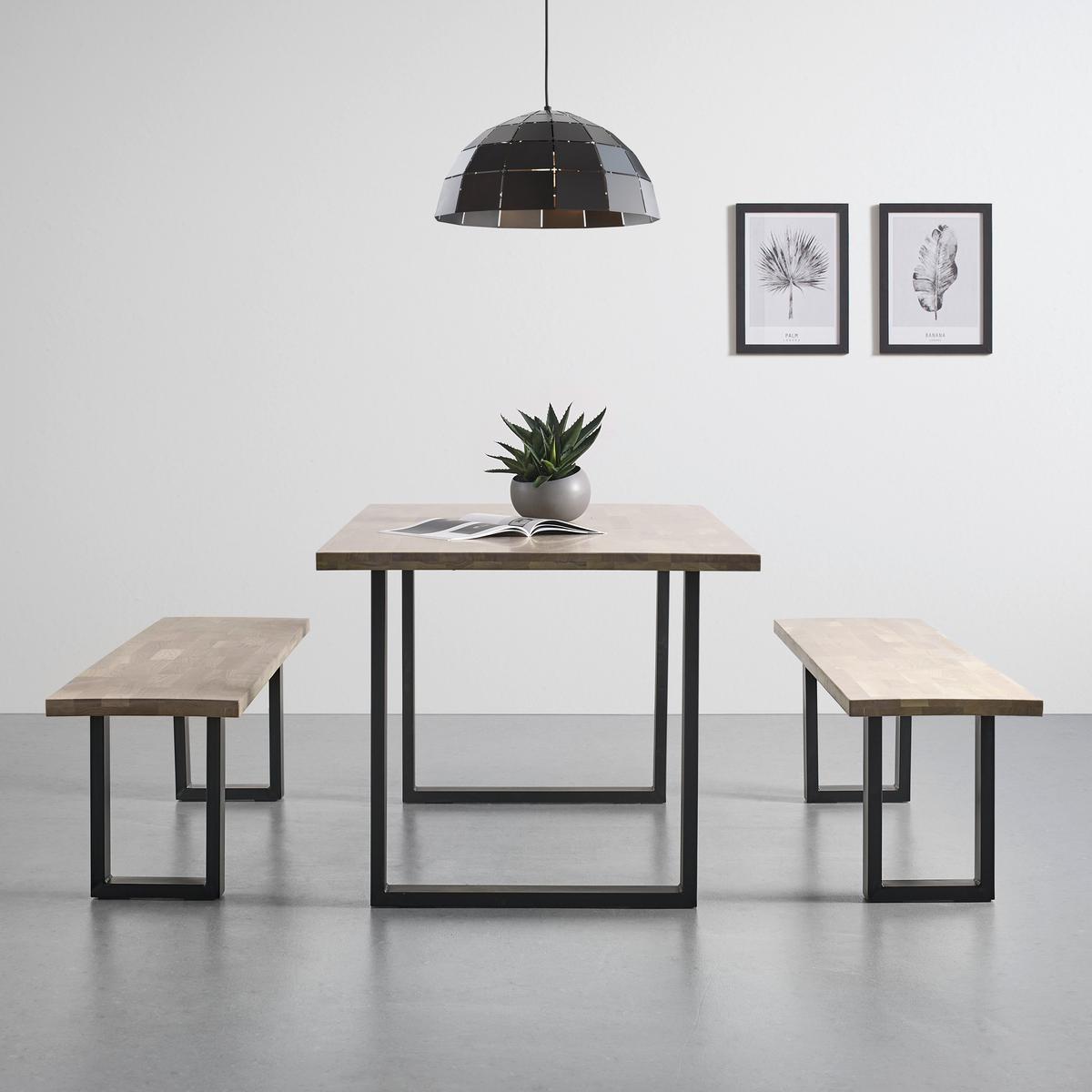 STÓŁ DO JADALNI VALERIO - kolor dębowy/czarny, Modern, metal/drewno (180/90/76cm) - Bessagi Home
