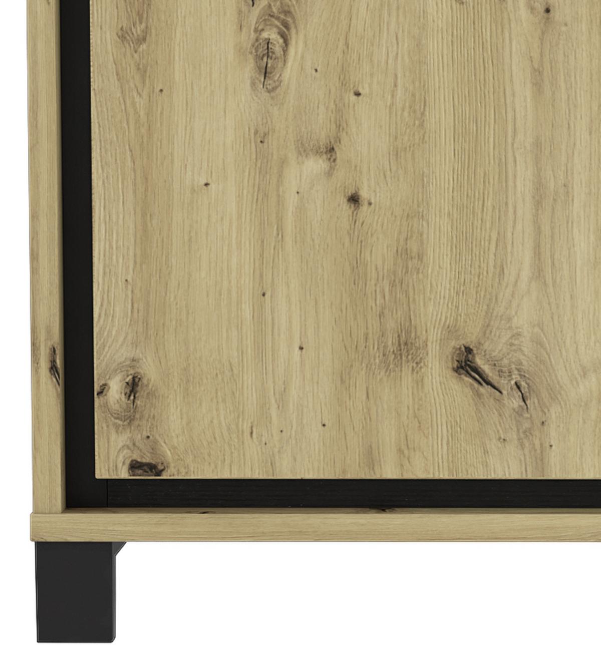 Sideboard "Trondheim" , Schwarz, Eiche - Eichefarben/Schwarz, Basics, Holzwerkstoff/Kunststoff (178.4cm) - Livetastic