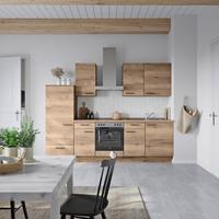 Küchenblock Structura Low m. Geräten Eiche dunkel - Eiche dunkel/Eichefarben, MODERN, Holzwerkstoff/Metall (270cm) - Nobilia