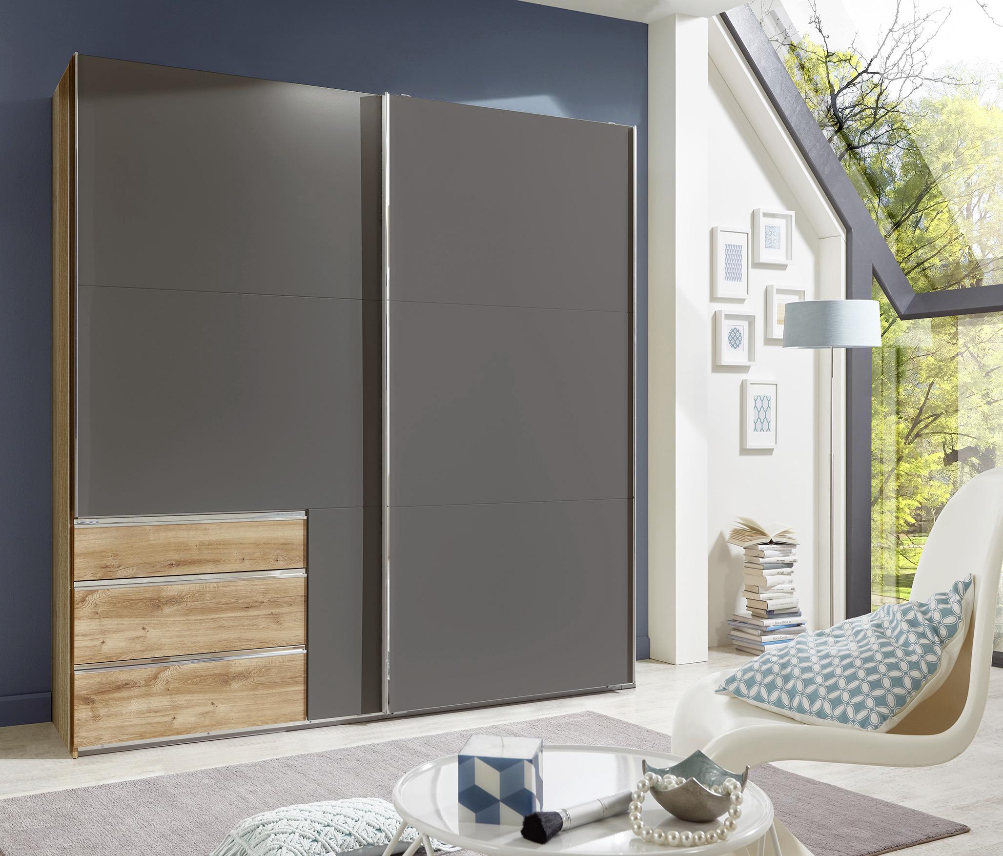 Ormar S Kliznim Vratima Level 36a - boje grafita/boje hrasta, Moderno, drvni materijal/metal (250/216/65cm) - Modern Living