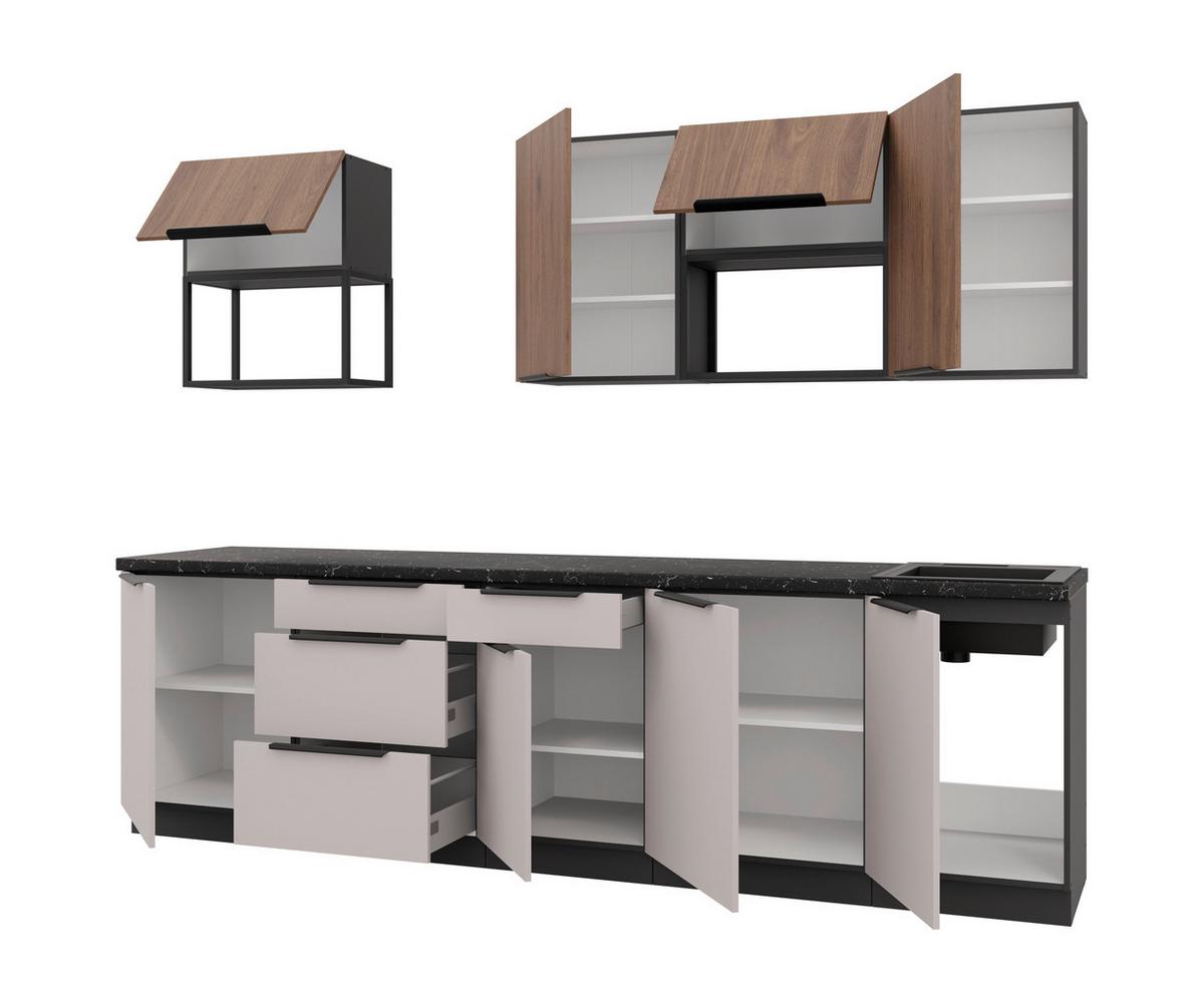 Blok Kuhinja Arona/monza - kašmir/boja orahovog drveta, Moderno, metal/pločasti materijal (280/210/60cm) - Modern Living