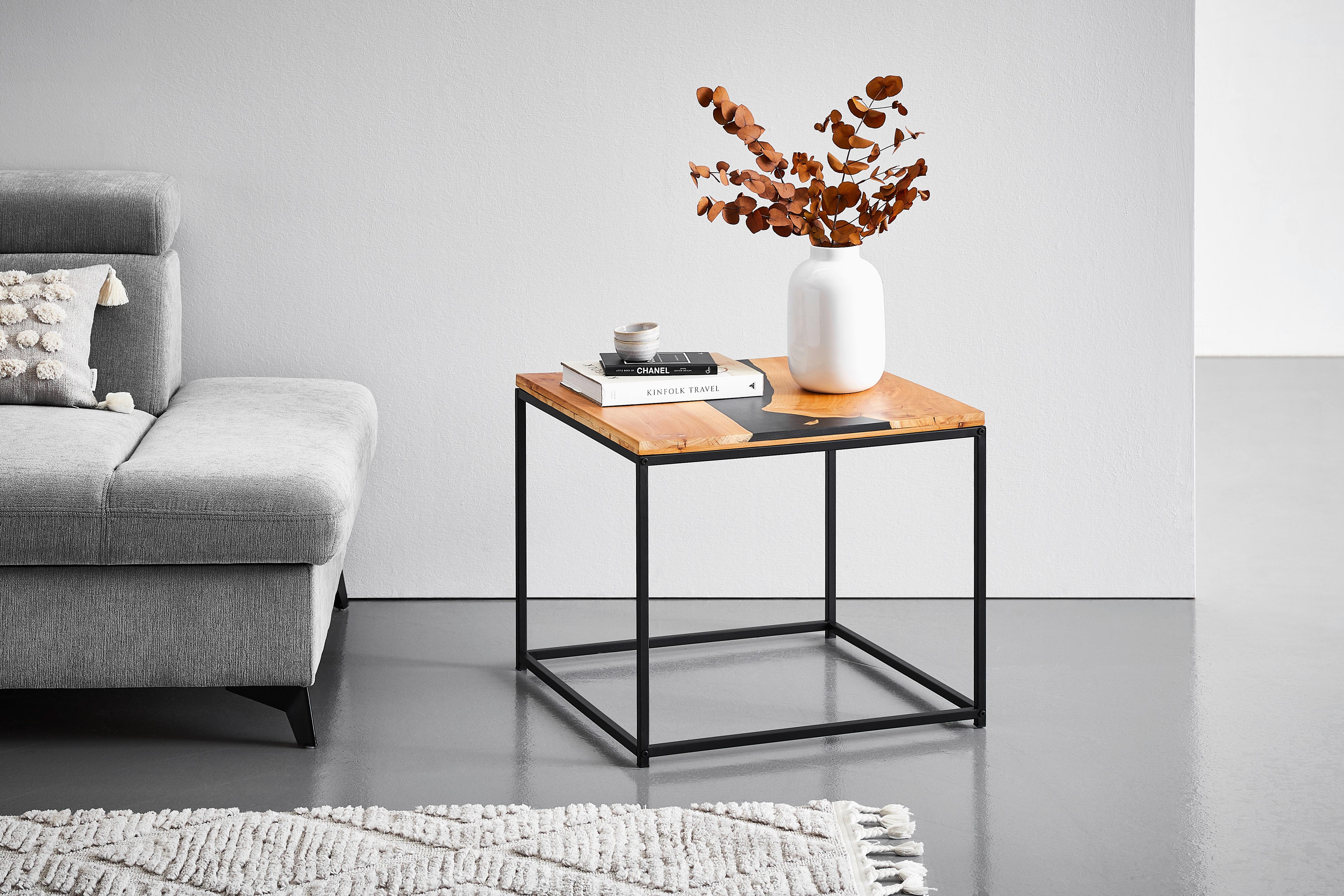 STOLIK KAWOWY LAWA - naturalny/czarny, Lifestyle, metal/drewno (60/51/60cm) - Livetastic