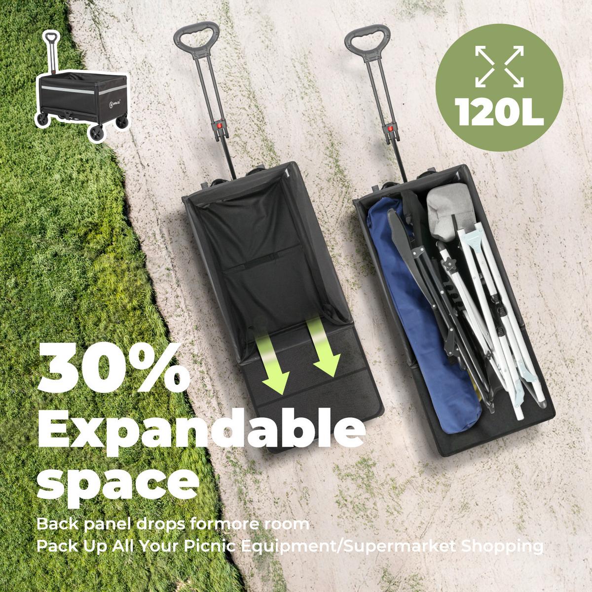 Bollerwagen faltbar Schwarz - Schwarz, Basics, Textil/Metall (71/48/93cm) - Modante