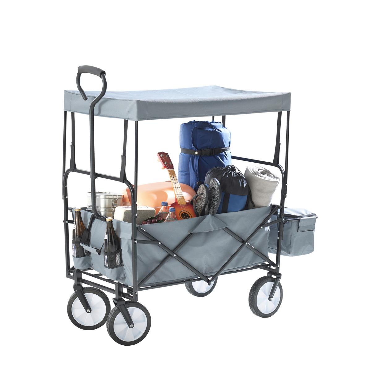 Bollerwagen Peter Schwarz/Grau 7-teilig - Schwarz/Grau, KONVENTIONELL, Kunststoff/Textil (117/55/120cm) - Mömax