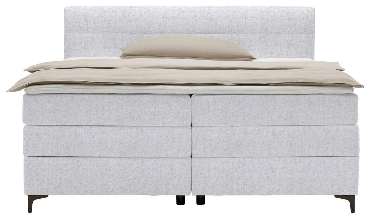Boxspringbett Bari Hellgrau ca. 200x200cm - Hellgrau/Schwarz, KONVENTIONELL, Textil/Metall (200/200cm) - Based