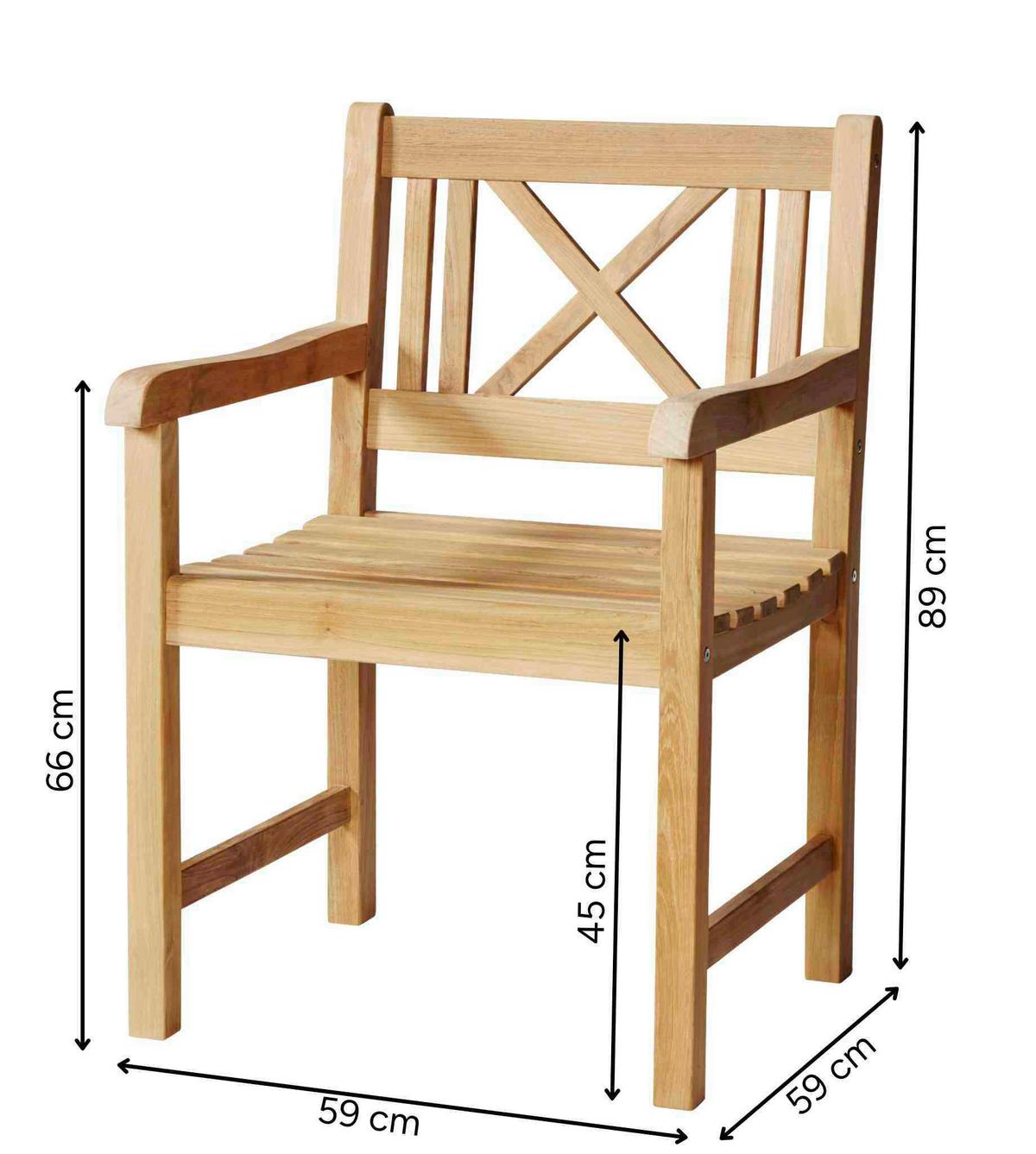 Gartensessel Rosenborg Teak - Teakfarben, Natur, Holz (59/89/59cm) - Gardenson