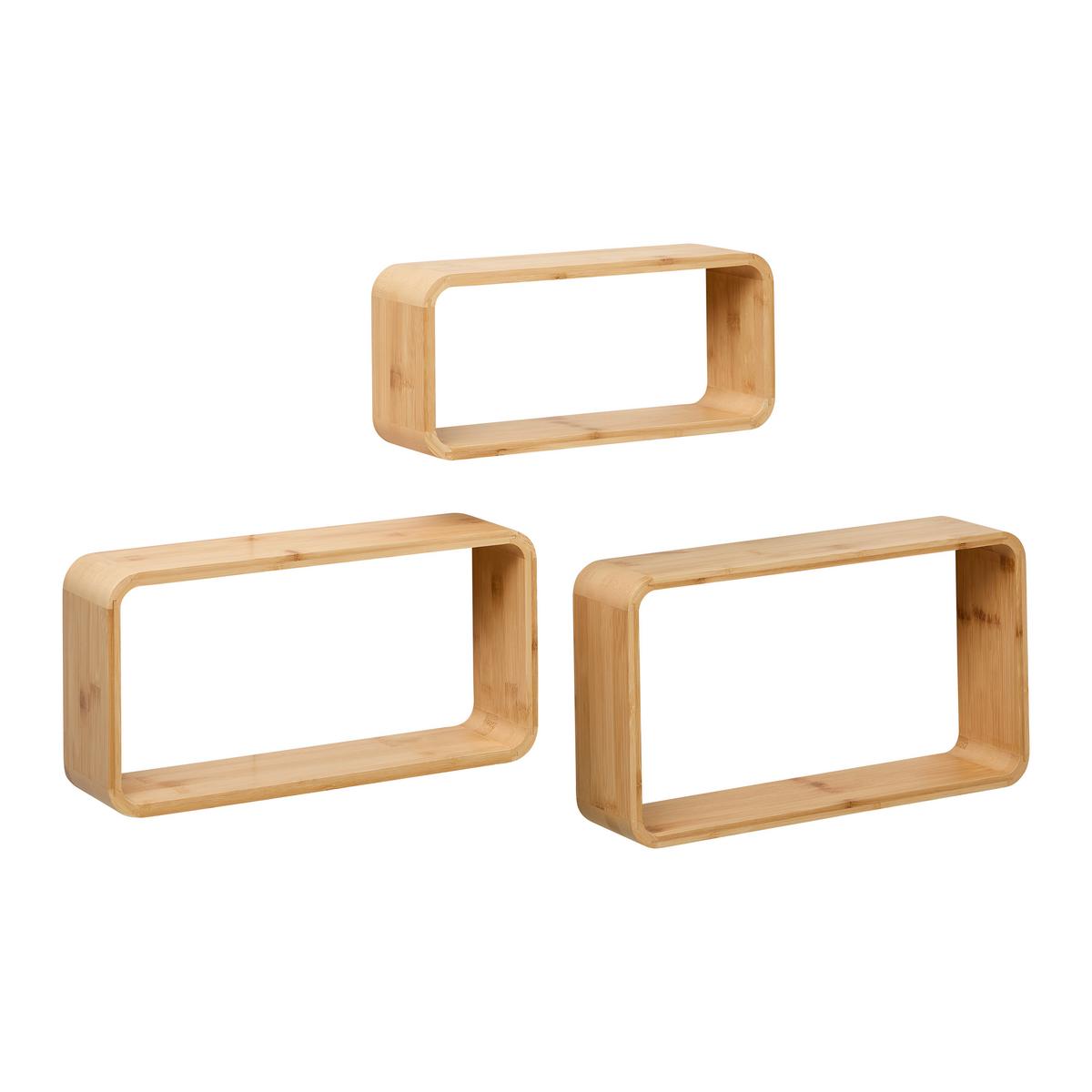 Boniie Set Zidnih Polica 3/1 - prirodne boje, Natur, prirodni materijali (44/40/36/40/40/61/24/20/61cm) - Based