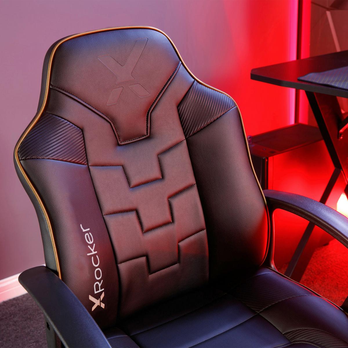 Gamingsessel Saturn ca. 57,5x 107,5x44 cm Schwarz - Goldfarben/Schwarz, MODERN, Textil (57,5/107,5/44cm) - X Rocker