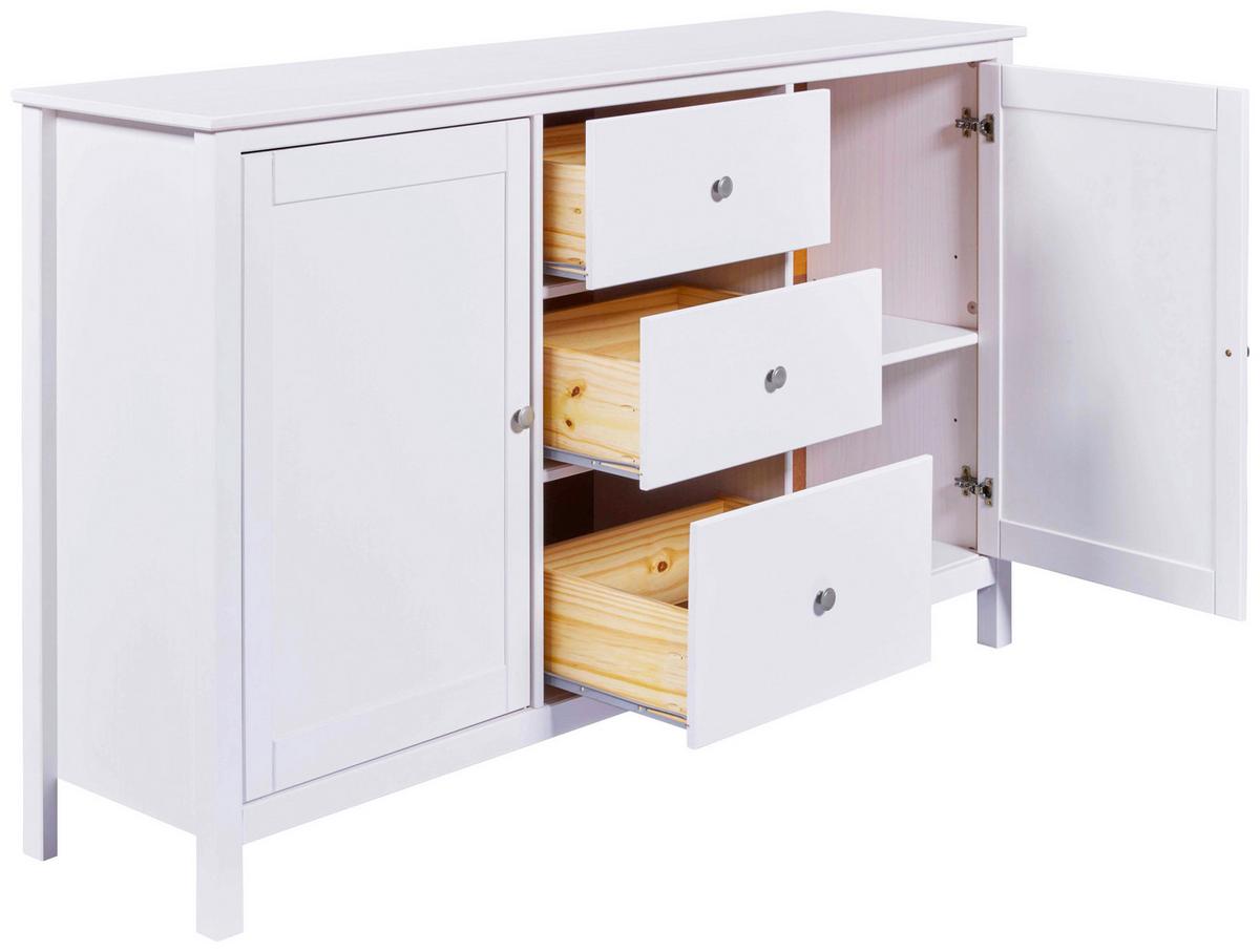 Sideboard Chilly Home ca. 160x96x40 cm Weiß - Silberfarben/Weiß, Design, Holz/Metall (160/96/39,5cm) - Livetastic