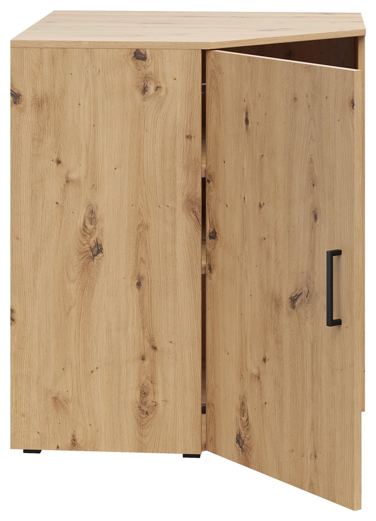 Eckkommode Multistauraum Eiche Artisan - Anthrazit/Schwarz, Modern, Holzwerkstoff/Kunststoff (71,5/83/71,5cm) - Premium Living