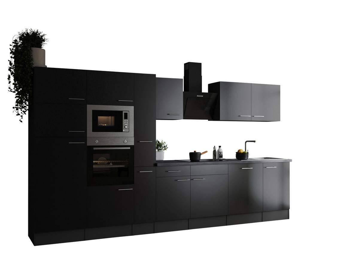 Kuhinjski Blok Z Aparati Oliver, 370cm - srebrne barve/črna, Design, kovina/leseni material (370cm) - Respekta