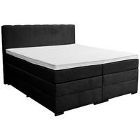 Boxspringbett Malaga ohne Fußteil Schwarz ca. 160x200cm - Silberfarben/Schwarz, KONVENTIONELL, Holz/Holzwerkstoff (160/200cm) - Premium Living