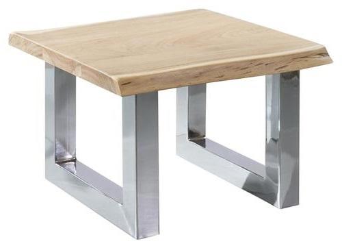 Couchtisch "Asura" , ca. 58x60 cm, aus Akazie - Chromfarben/Akaziefarben, Design, Holz/Metall (58/60/40cm) - MID.YOU