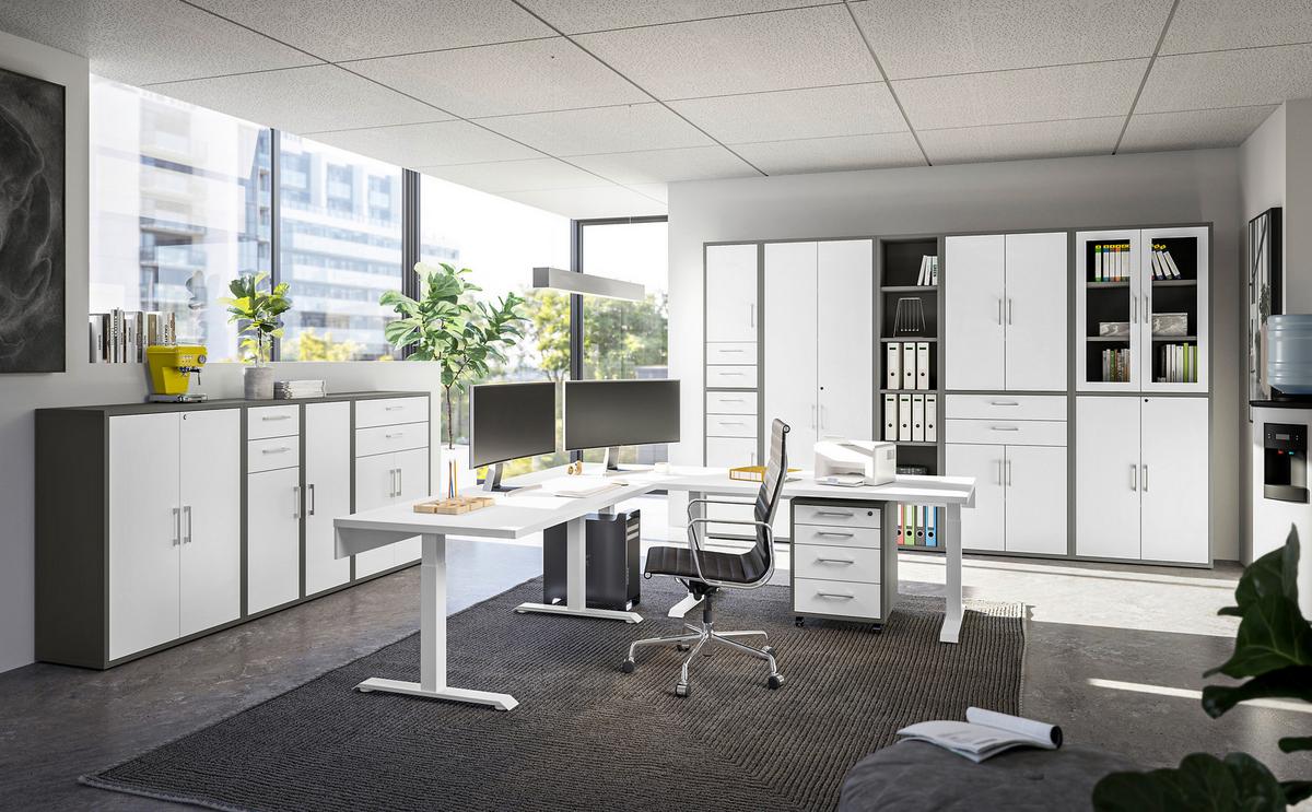 Tür Big Profi Office - Weiss/Alufarben, Modern, Holzwerkstoff/Metall (38/104/2cm) - Mömax