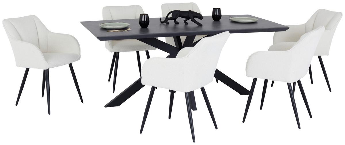 Jedilna Miza Steve, Črna, Keramična Plošča, 180x90 - črna, Moderno, kovina/leseni material (180/76/90cm)