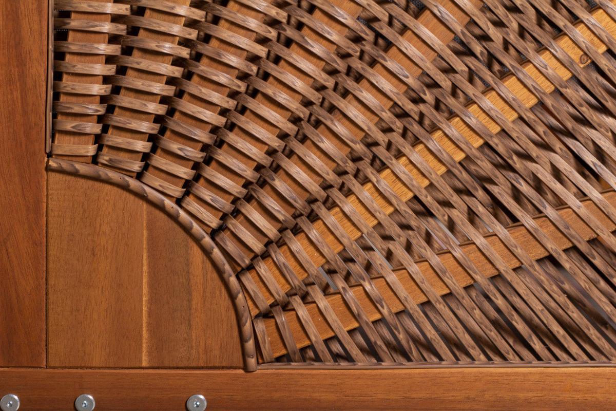 Strandkorb Trend ca. 120x155x80 cm Grau/Beige - Beige/Grau, Basics, Holz/Textil (120/155/80cm)