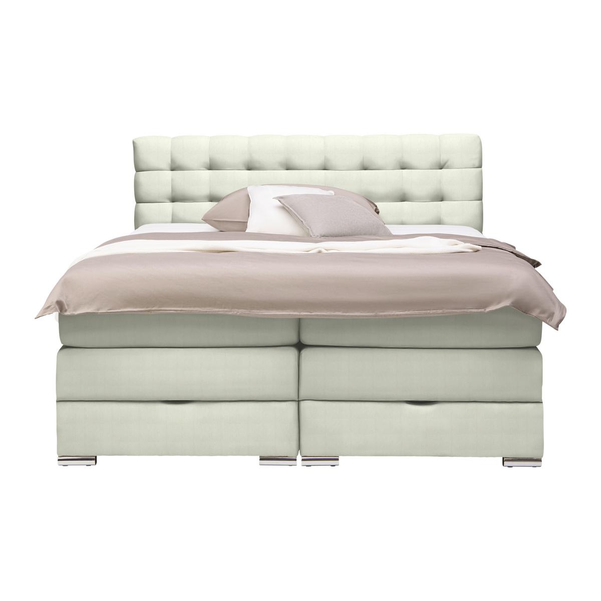 Boxspringbett London Elfenbein ca. 160x200cm - Chromfarben/Elfenbein, MODERN, Holz/Holzwerkstoff (160/200cm) - Premium Living