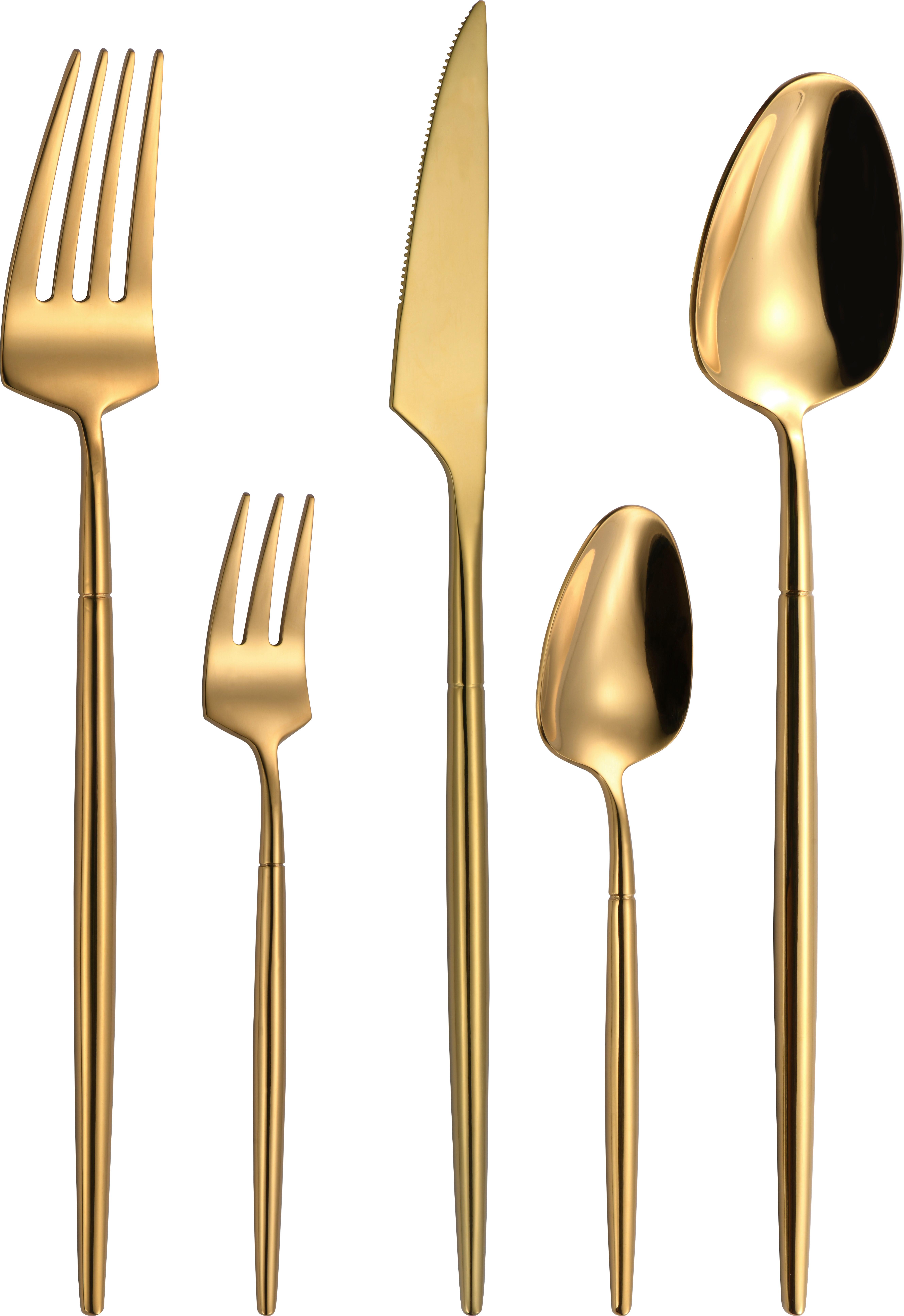 Besteckset Elegance, 20-teilig - Goldfarben, Konventionell, Metall - Premium Living