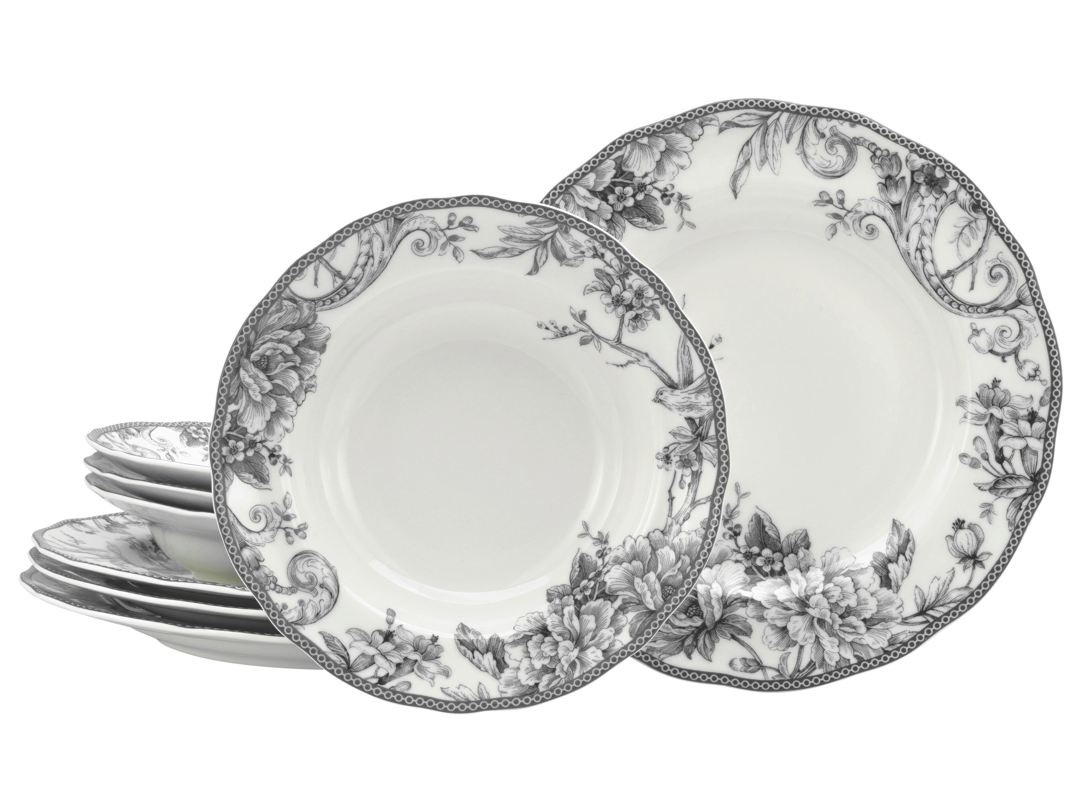 Serviciu de masă Adelaide 8/1 - alb/gri, Basics, ceramică - Creatable