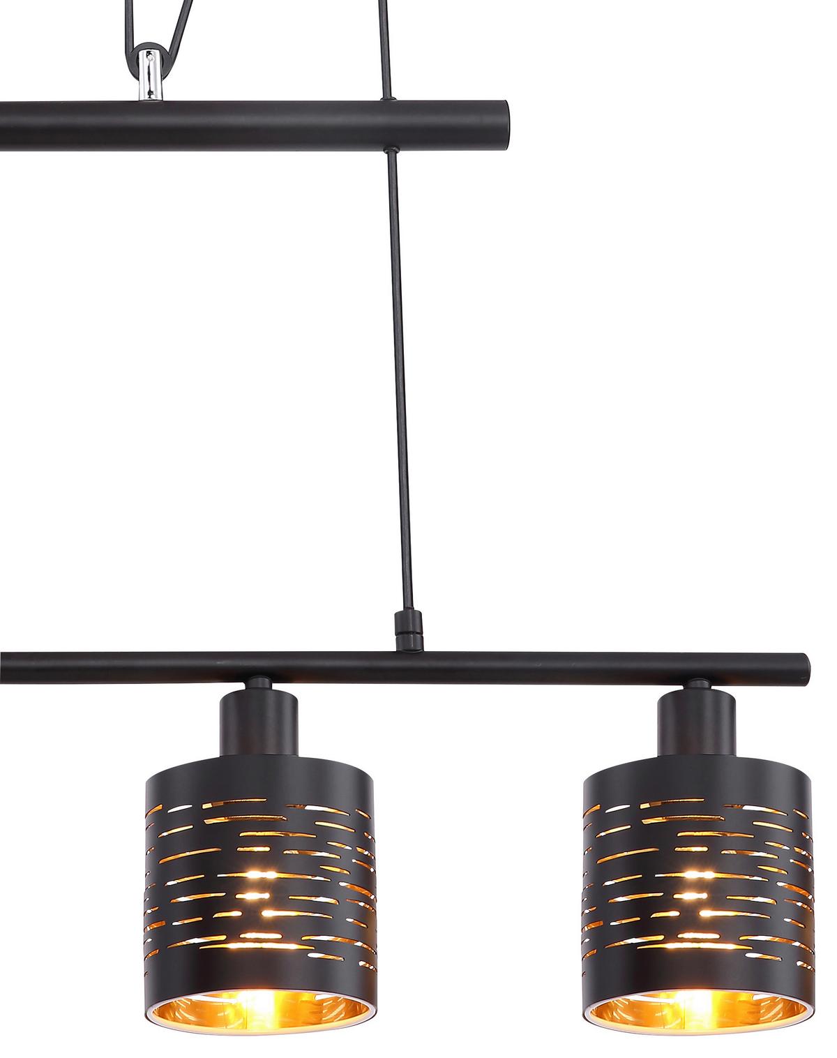 Viseča Svetilka 15342-4hz Tunno - zlate barve/črna, Design, kovina/umetna masa (70/10/180cm) - Globo