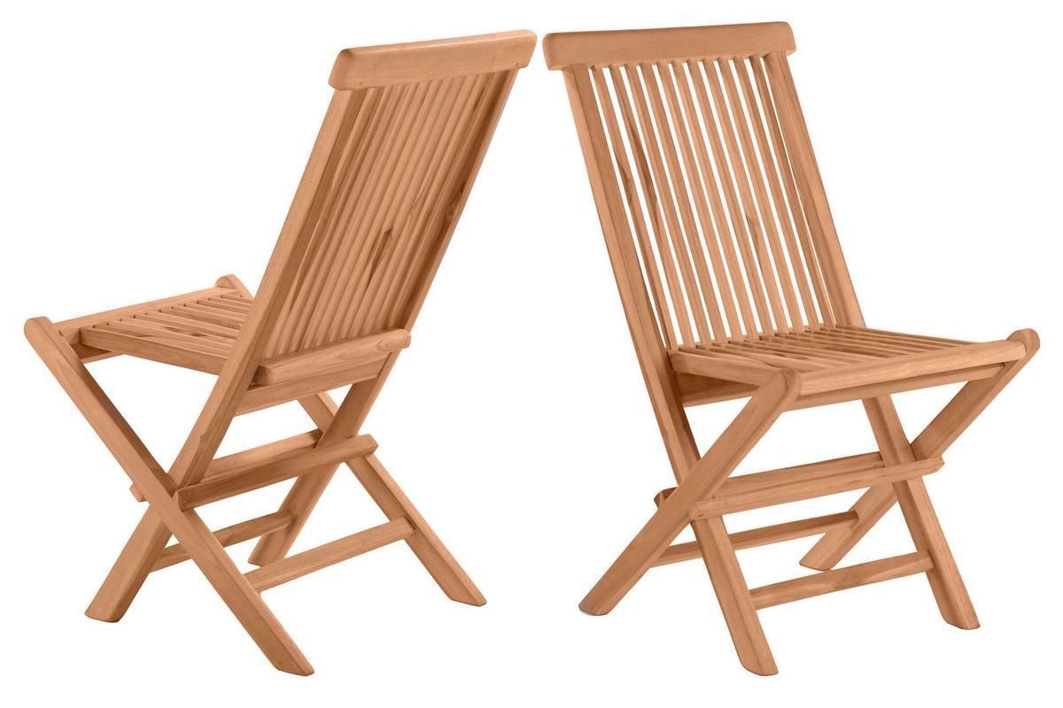 Gartenklappstuhl-Set 2er-Set Naturfarben - Naturfarben, Design, Holz (47/89/57cm) - Gardenson