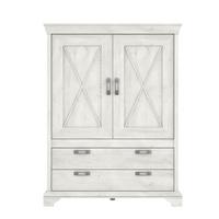 Vitrina Kashmir - bijela/srebrne boje, Konvencionalno, drvni materijal/metal (123/162,3/48,2cm) - Premium Living