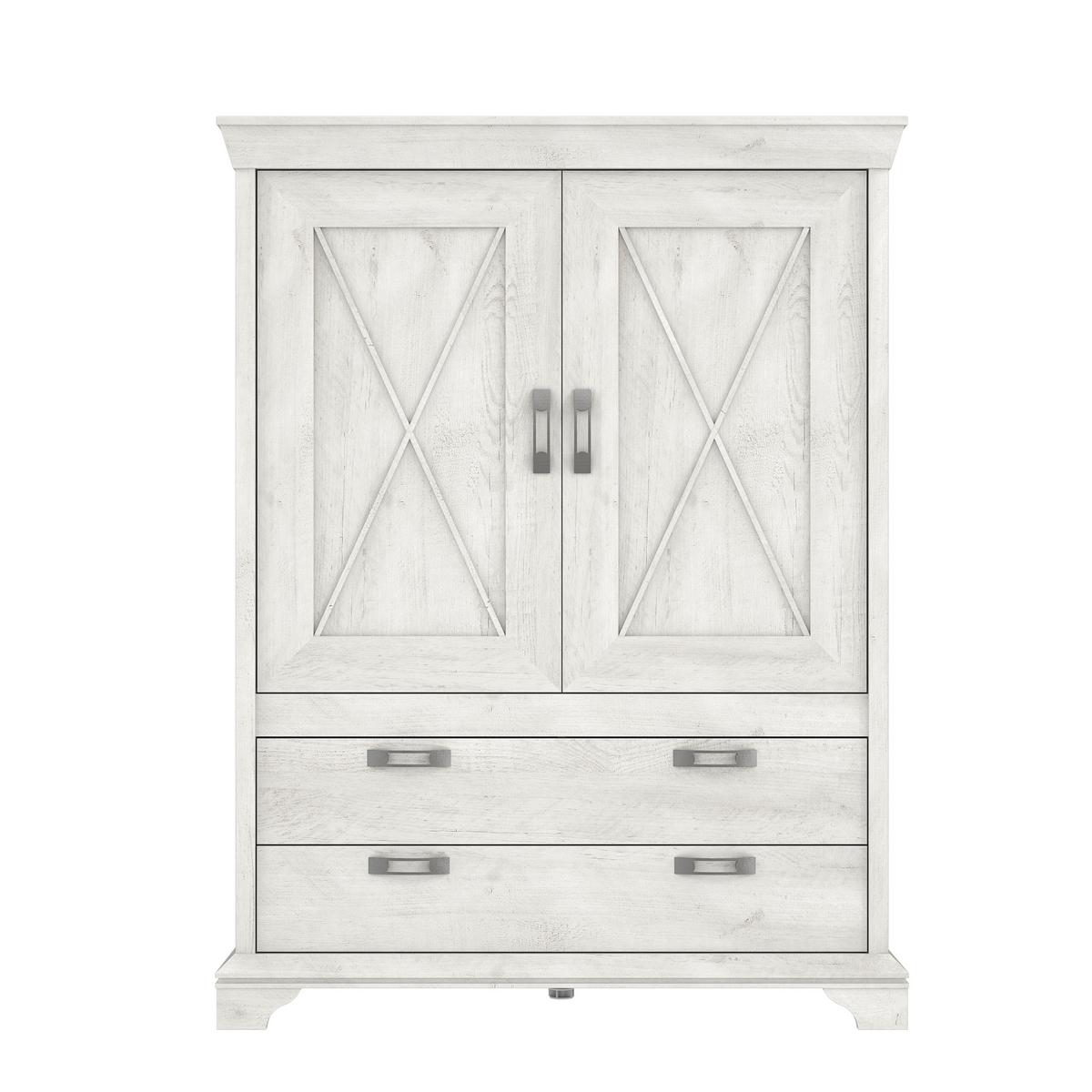 Vitrina Kashmir - bijela/srebrne boje, Konvencionalno, drvni materijal/metal (123/162,3/48,2cm) - Premium Living