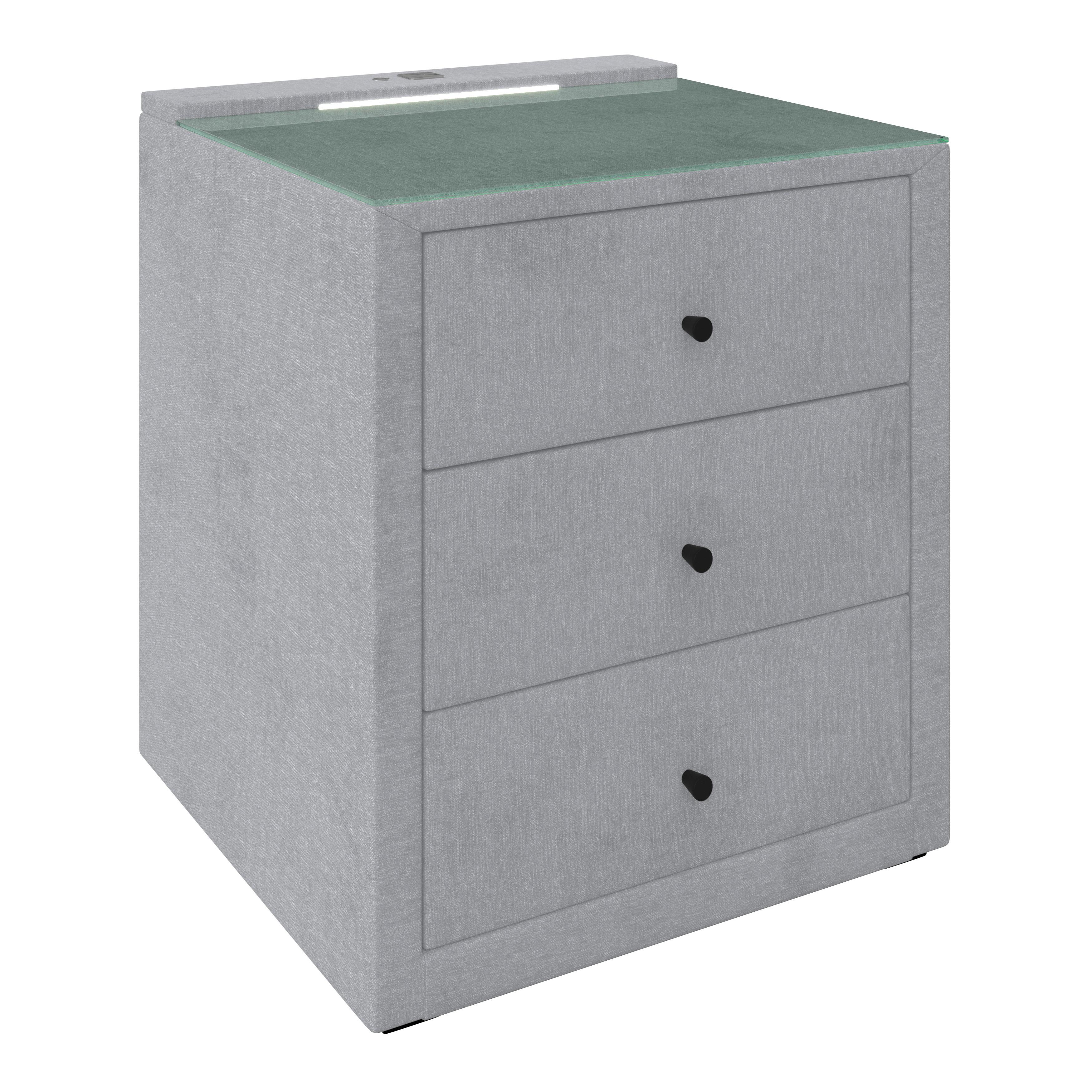 NOPTIERĂ MAYA - gri, Modern, plastic/sticlă (48/56/45,5cm)