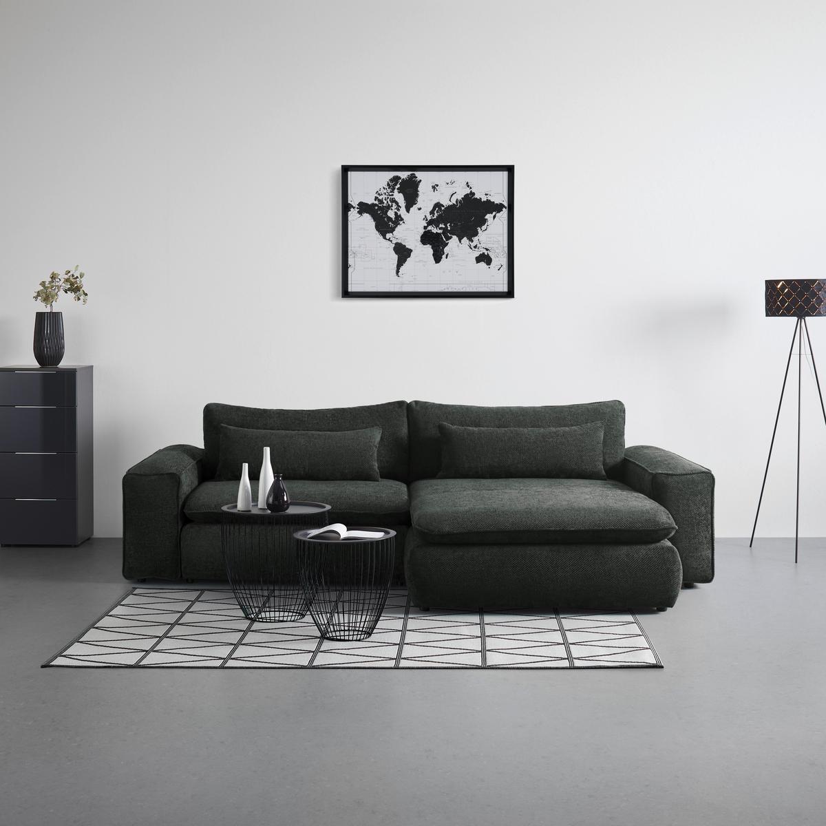 Wohnlandschaft Linz Schwarz - Schwarz, MODERN, Holzwerkstoff/Kunststoff (296/80/181cm) - Mömax