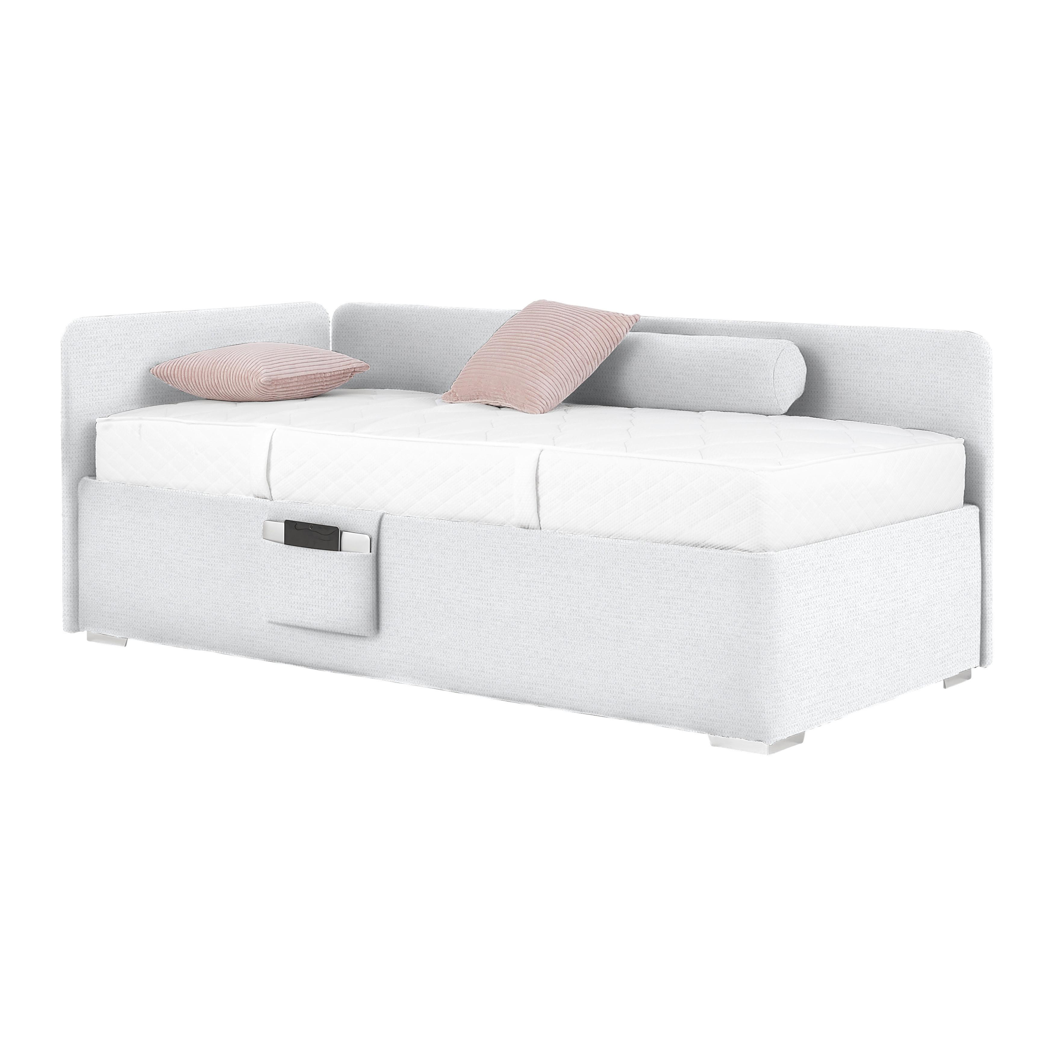 Krevet Remi - bijela/prirodne boje, Konvencionalno, drvo/tekstil (90/200cm) - Based